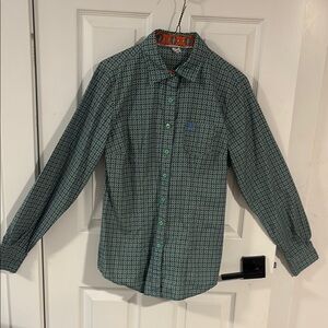 Cinch Women's Green and Blue Button Down Shirt